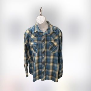 Men’s Wrangler Western Fashion Snap Shirt Long‎ Sleeve No Tag Size Large